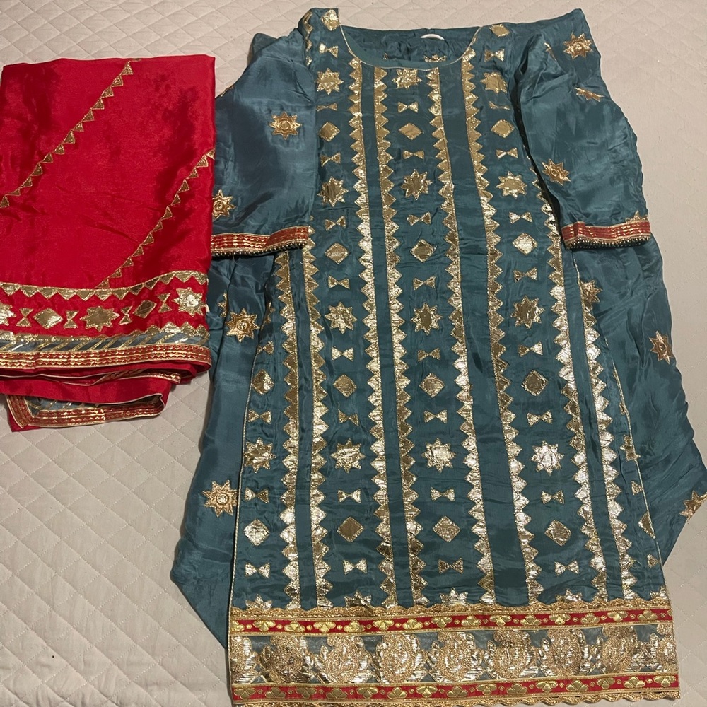 Gotta pati silk suit heavy patiala salwar suit